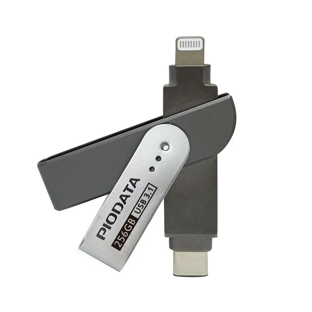 PIODATA PIODATA iXflash 256GB USB 3.1 Type C Lightning Gray — product photo