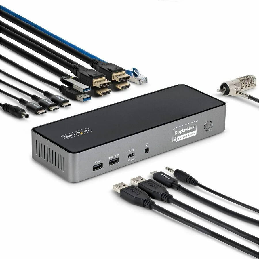 STARTECH STARTECH 3x Monitor Docking Station with USB-C Host Cable and Power Adapter — product photo