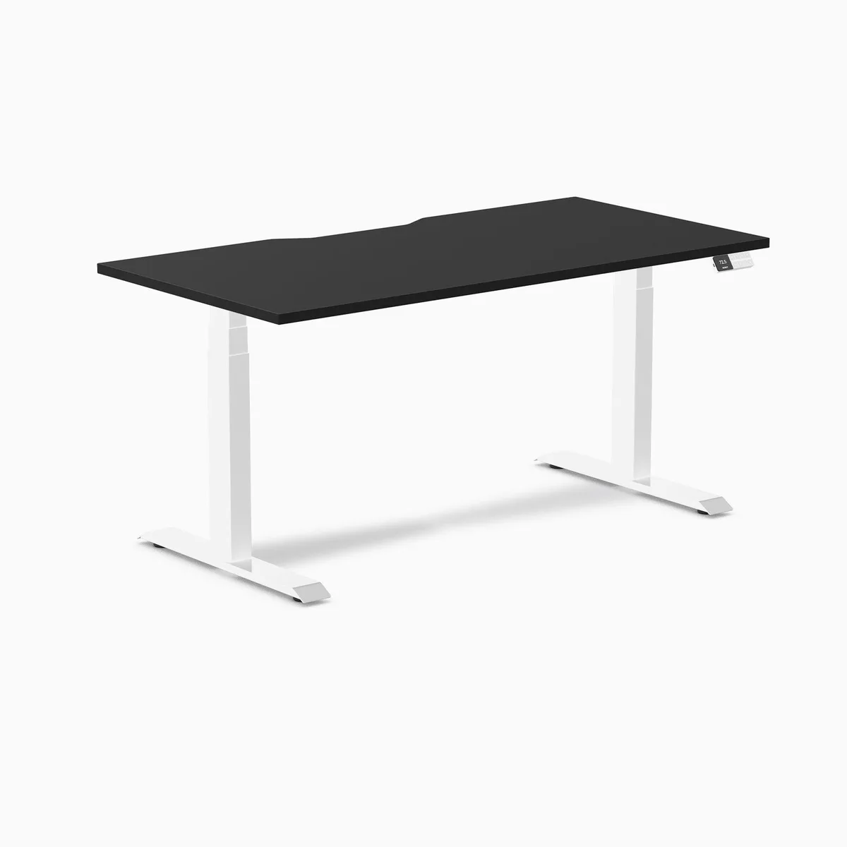 Desky Desky Dual Scalloped Laminate Sit Stand Desk Black/White 59.1 x 29.5 in — product photo