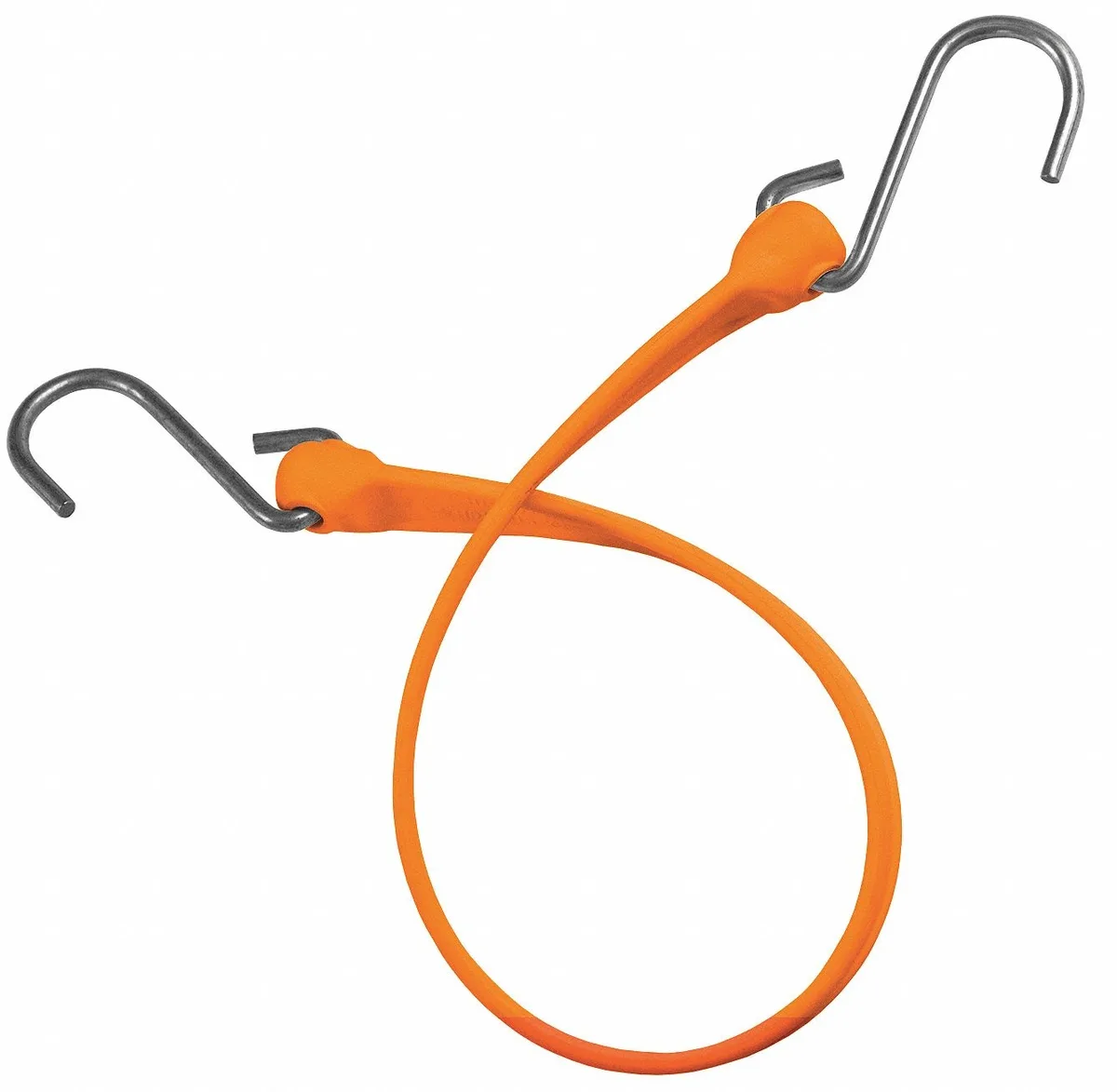 Orange polyurethane bungee strap with S-hooks 36 inch length