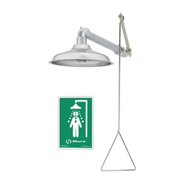 Haws emergency shower with 11 inch stainless steel head 12 inch galvanized pipe 28 inch pull handle
