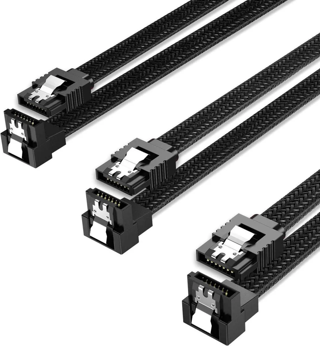 DIXSG DIXSG 3-pack SATA cable 90° straight to right angle 6Gbps 50cm 18 inch — product photo