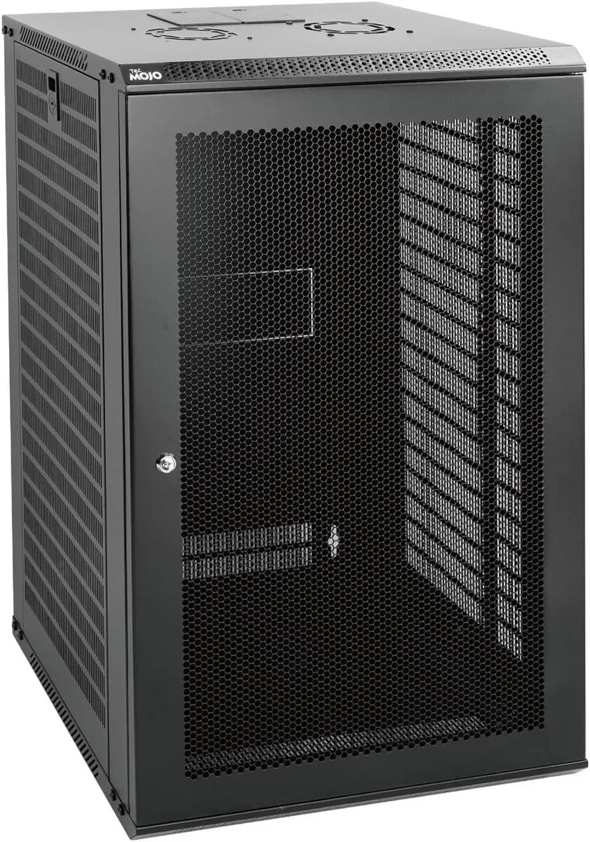 TAURKENAM TAURKENAM Tecmojo 18U Wall Mount Server Rack 19" Mesh 17.7" Depth Black — product photo