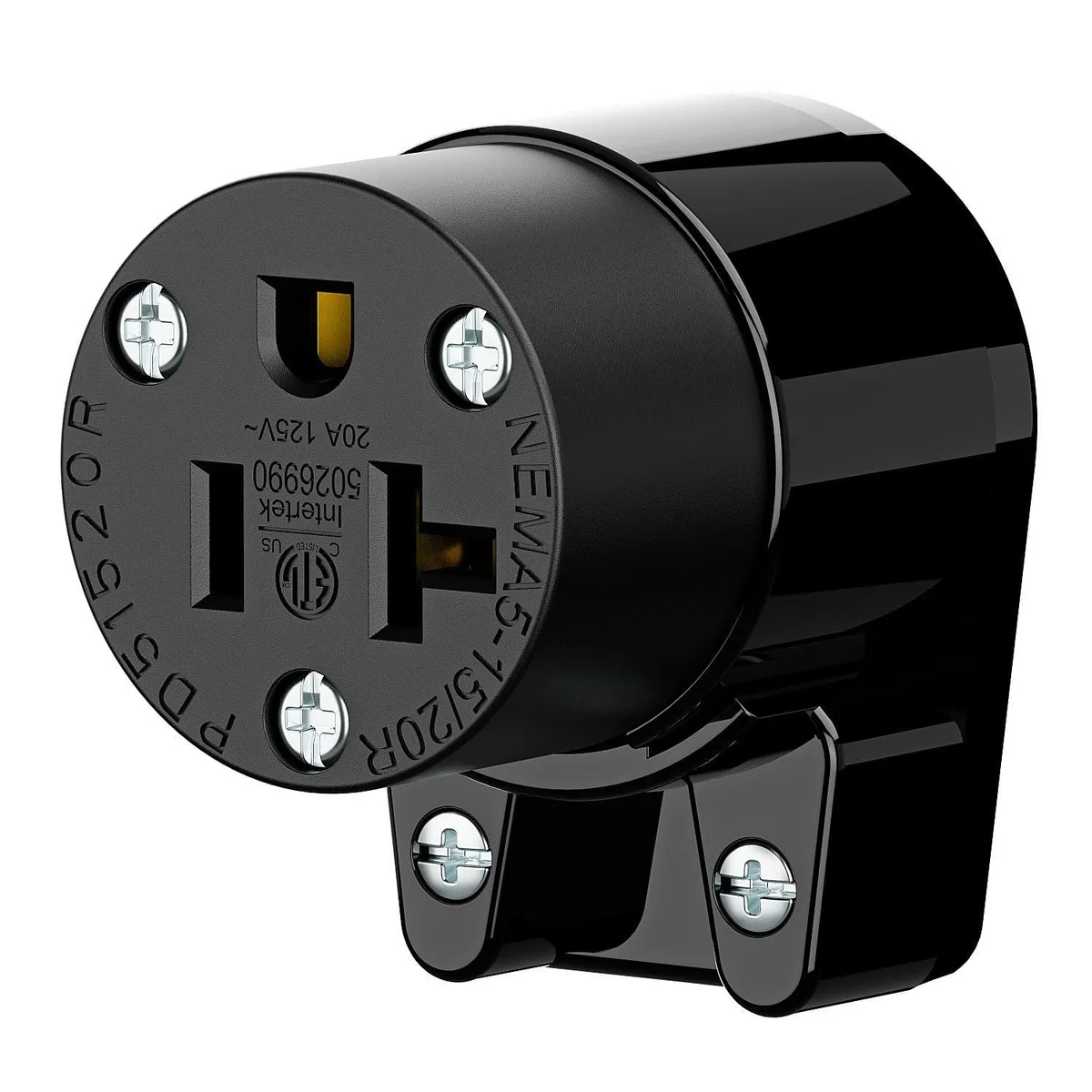 LORDWORLD LORDWORLD Right Angled NEMA 5-15/5-20R 15/20A 125V Female Connector Black — product photo