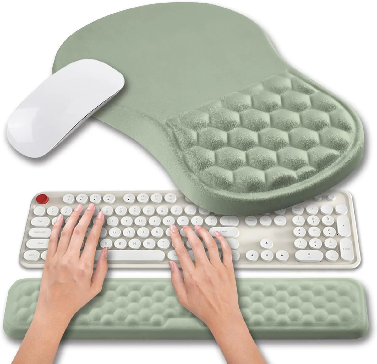 Brainwavz Brainwavz 2-in-1 Mouse Pad &amp; Keyboard Wrist Rest Set Light Green — product photo