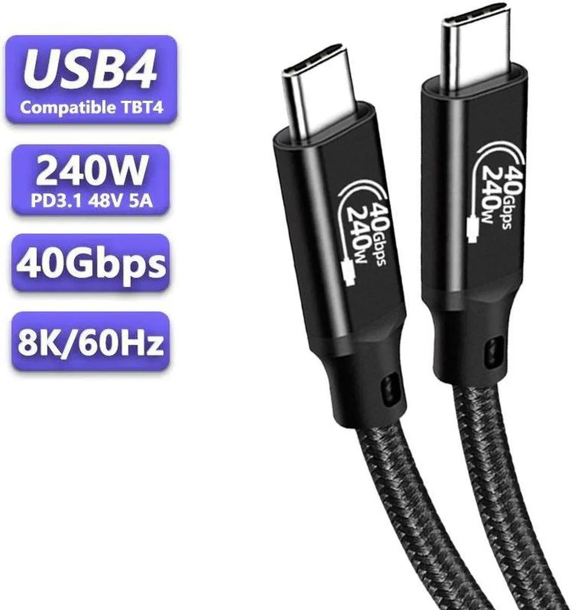 SMUGDESK SMUGDESK USB 4.0 240W 40Gbps Type-C Braided Cable 1.6ft — product photo