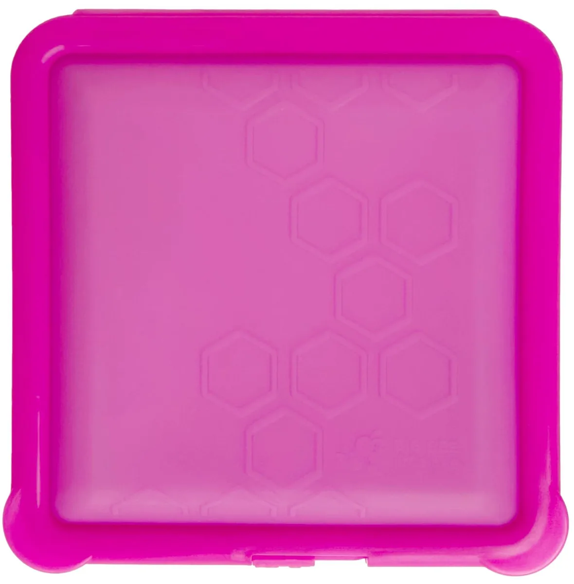 Red clamshell silicone food container with attached lid