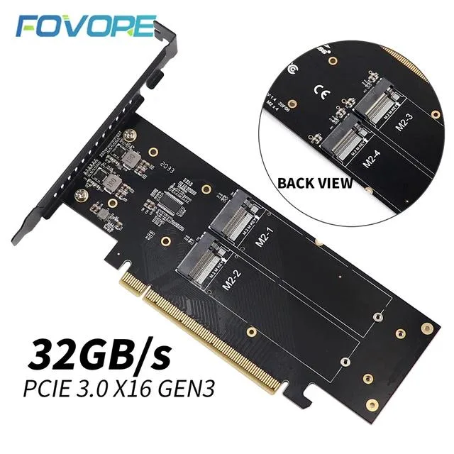 Hetai Tech Hetai Tech 3.0 X4 PLX8724 4 Port M.2 NVMe Adapter Red — product photo