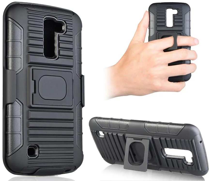 Nakedcellphone Nakedcellphone Grip Ring Stand Case + Belt Clip Holster Combo Black RING-K10 — product photo