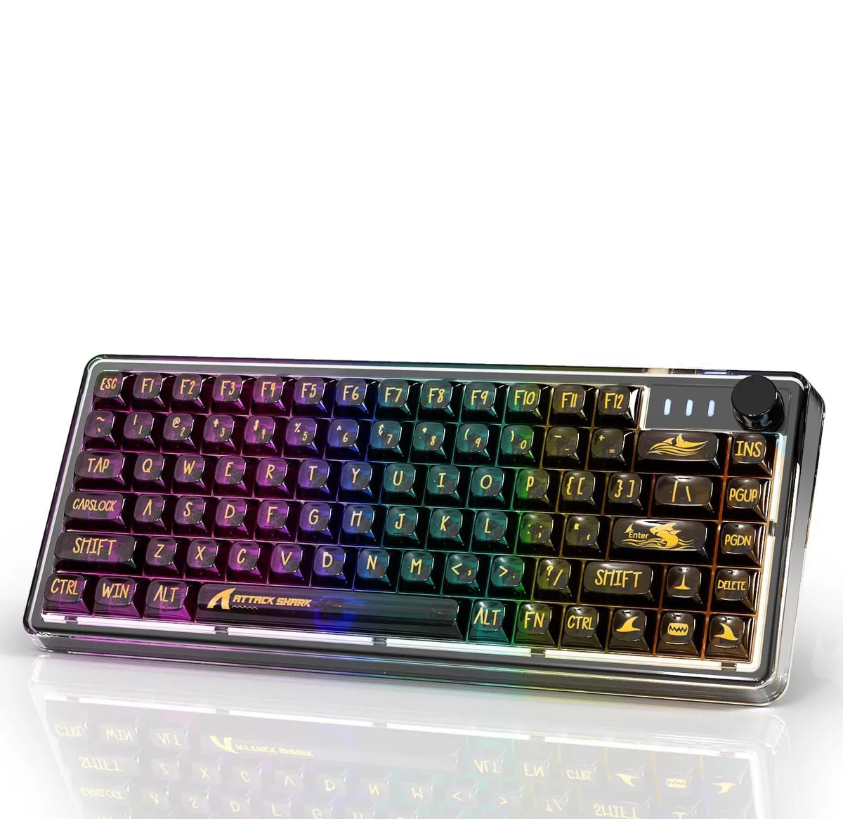 BFKK BFKK K75 Transparent PC Keycaps Gasket QMK/VIA Linear TKL Wired Gaming Keyboard — product photo