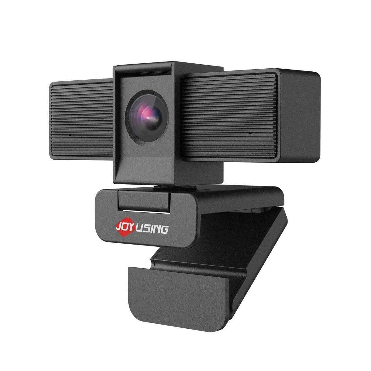 Rectangular 4K webcam with built-in privacy cover and tripod mount