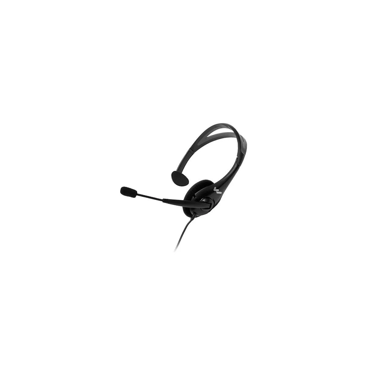 Lightweight beige headset with noise-canceling boom mic and 3.5mm plug