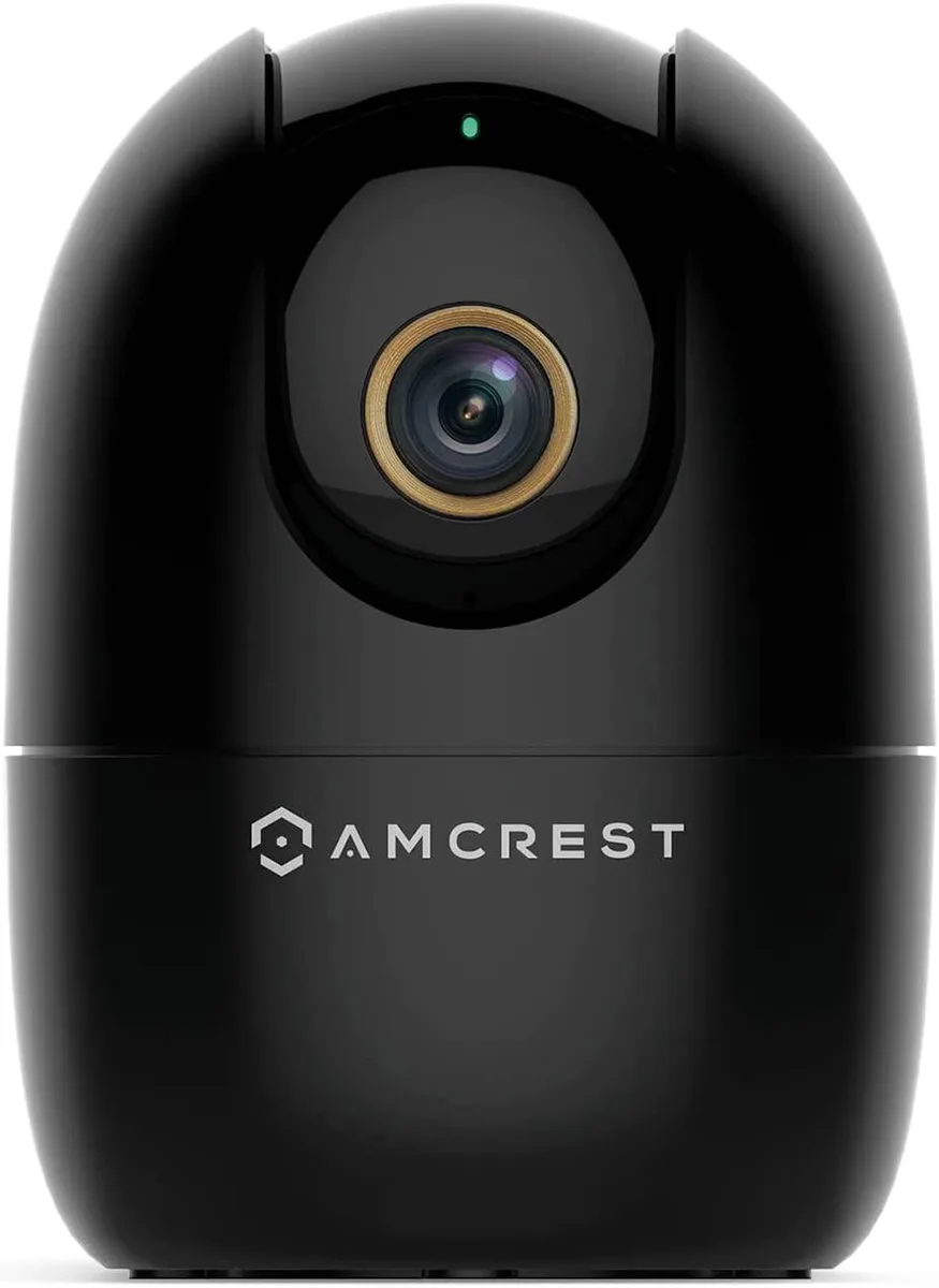 White indoor pan-tilt WiFi camera with rotating lens base
