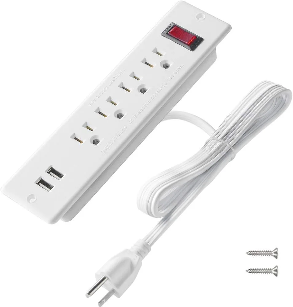 BFKK BFKK Recessed Power Strip with USB 4 Outlet 2 USB White — product photo