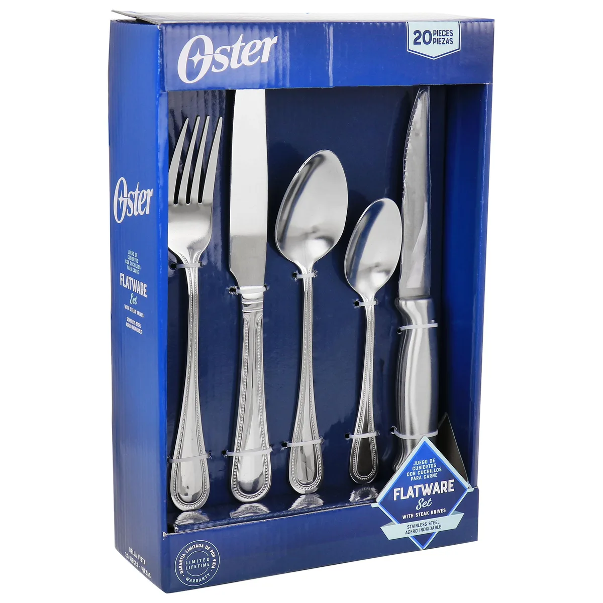 OSTER OSTER 20 Piece Stainless Steel Flatware Set with Steak Knives — product photo