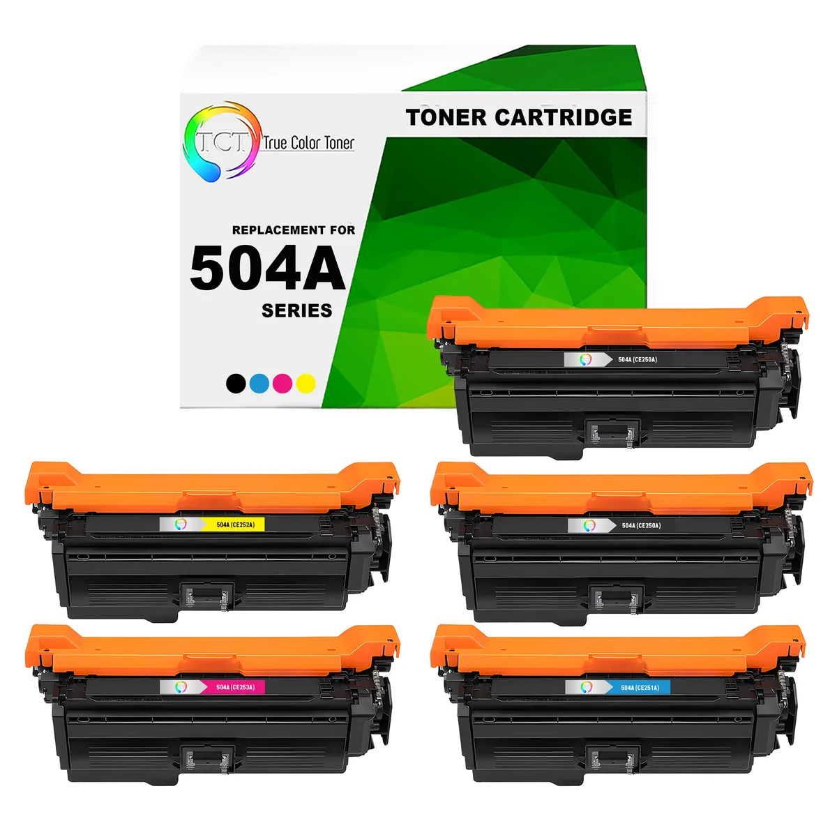 True Color Toner True Color Toner 504A 5 Pack toner cartridge CE250A CE251A CE252A CE253A — product photo