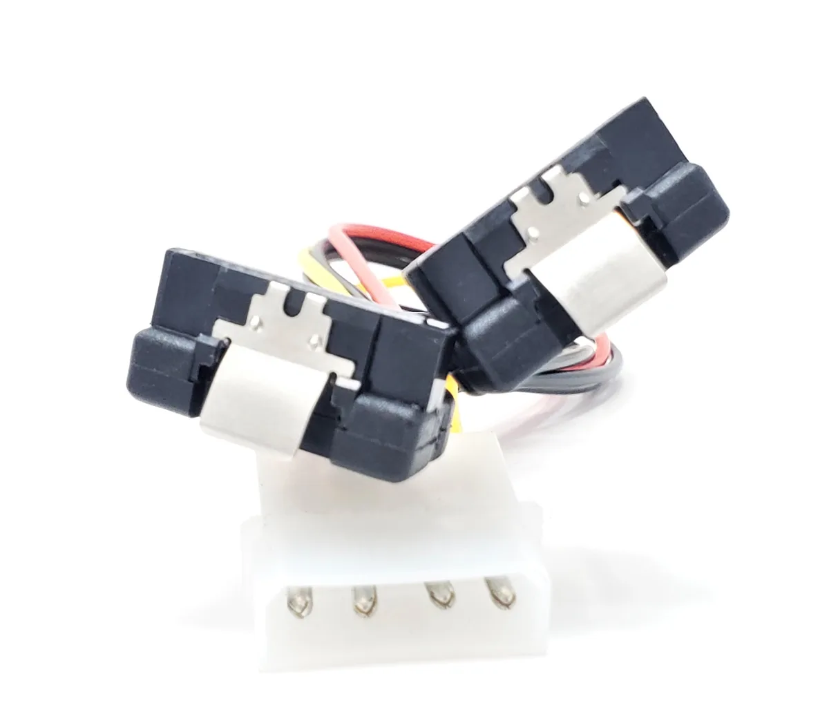 Micro Connectors Micro Connectors 12 Inch LP4 to Dual Right-Angle SATA Power Cable — product photo