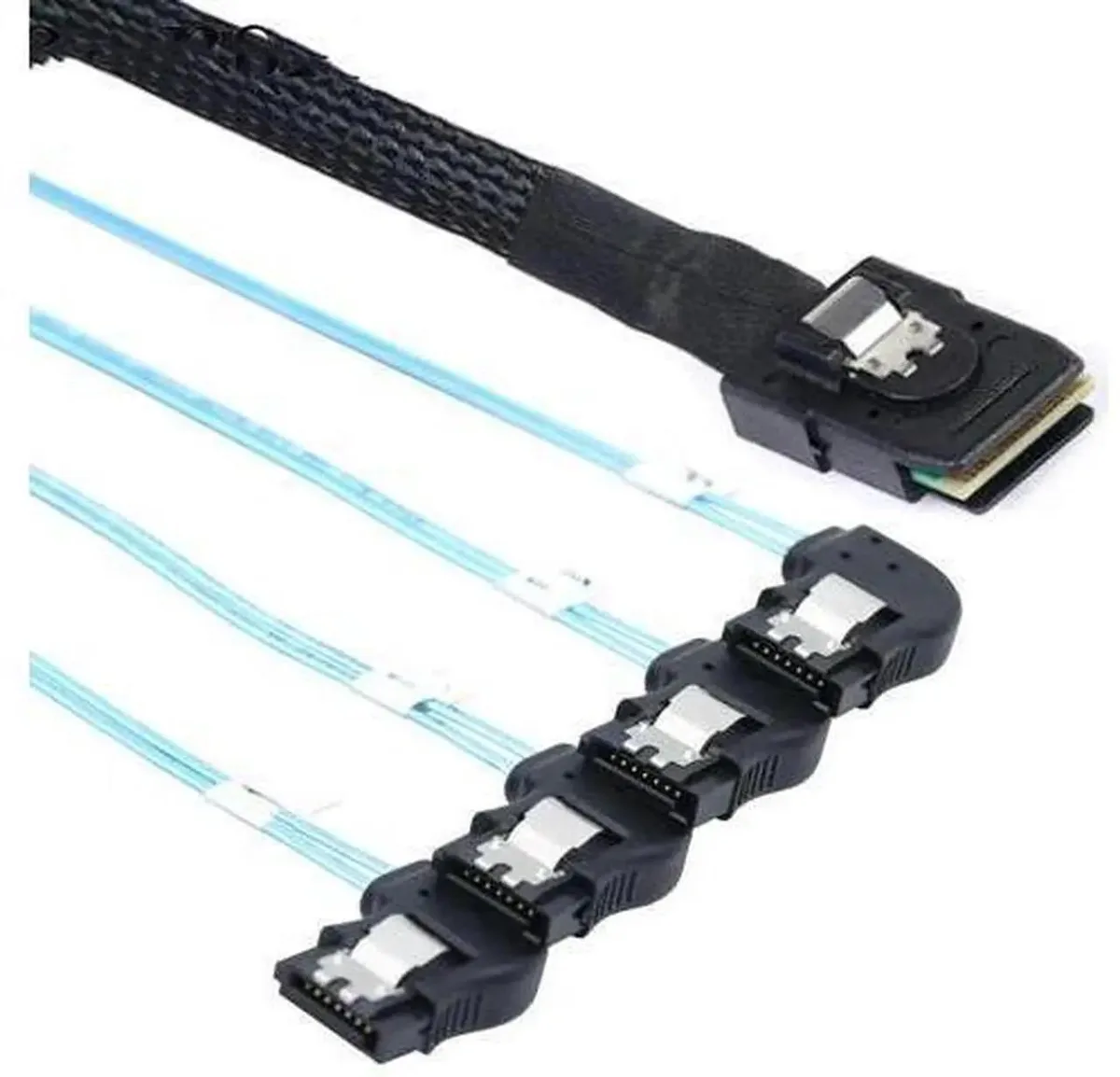 SMUGDESK SMUGDESK MiniSAS HD SFF8087 to 4×SATA RightAngle Breakout Cable — product photo