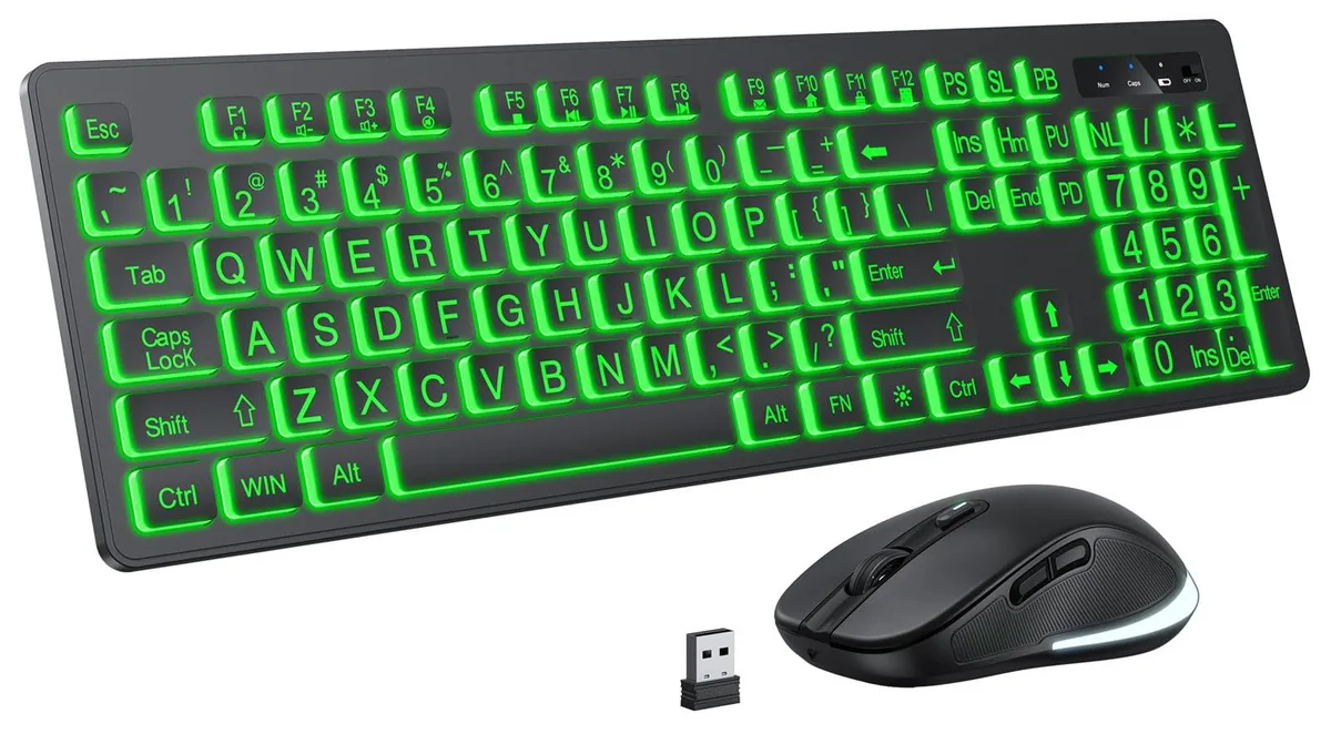  KOPJIPPOM Large Print Wireless Keyboard and Mouse Gaming Keyboard — product photo