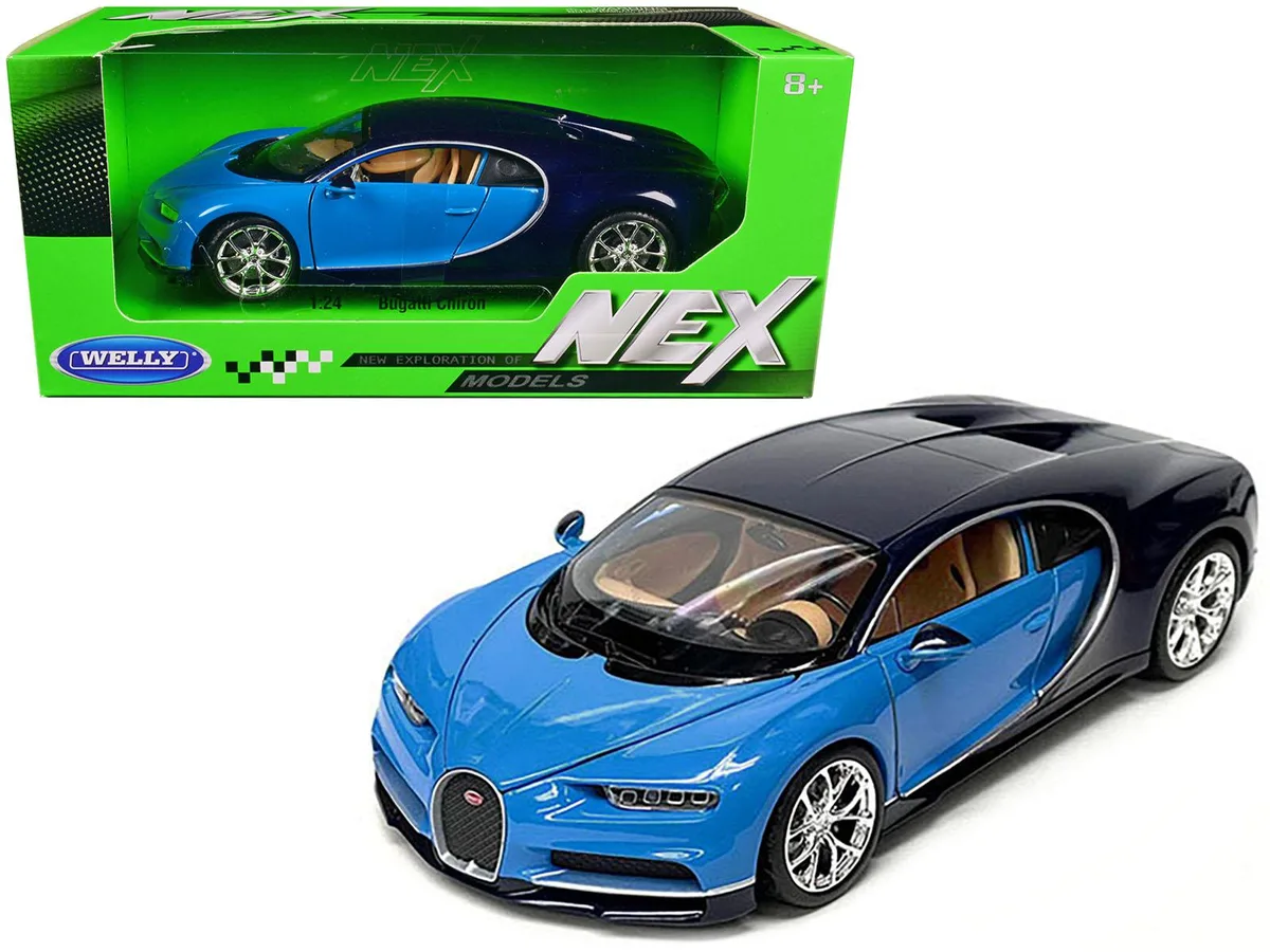 Welly Diecast Welly Diecast Bugatti Chiron Blue Dark Blue Two-Tone NEX Models 1/24 Diecast Model Car — product photo