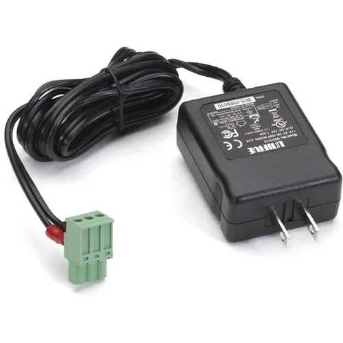 Black Box power adapter, compact rectangular unit, matte black finish