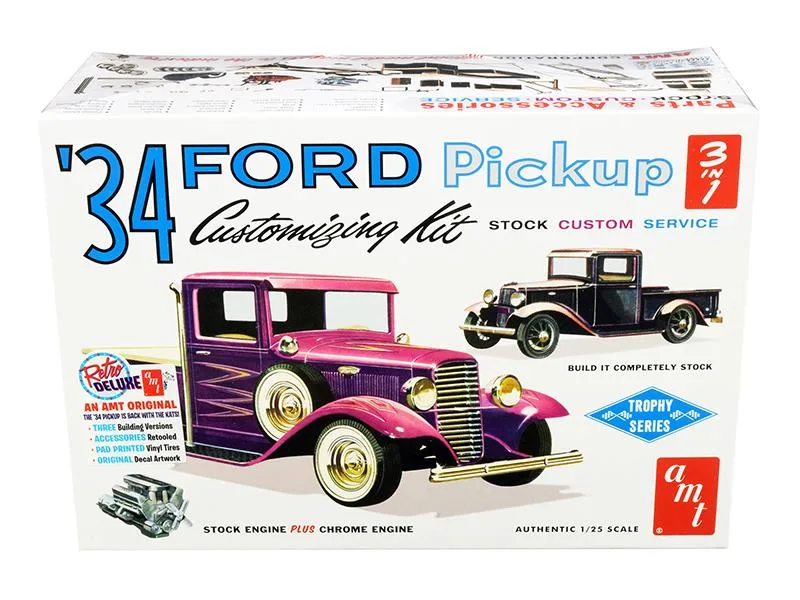 AMT AMT 1934 Ford Pickup Truck 3-in-1 Trophy Series 1/25 Scale Model Kit — product photo