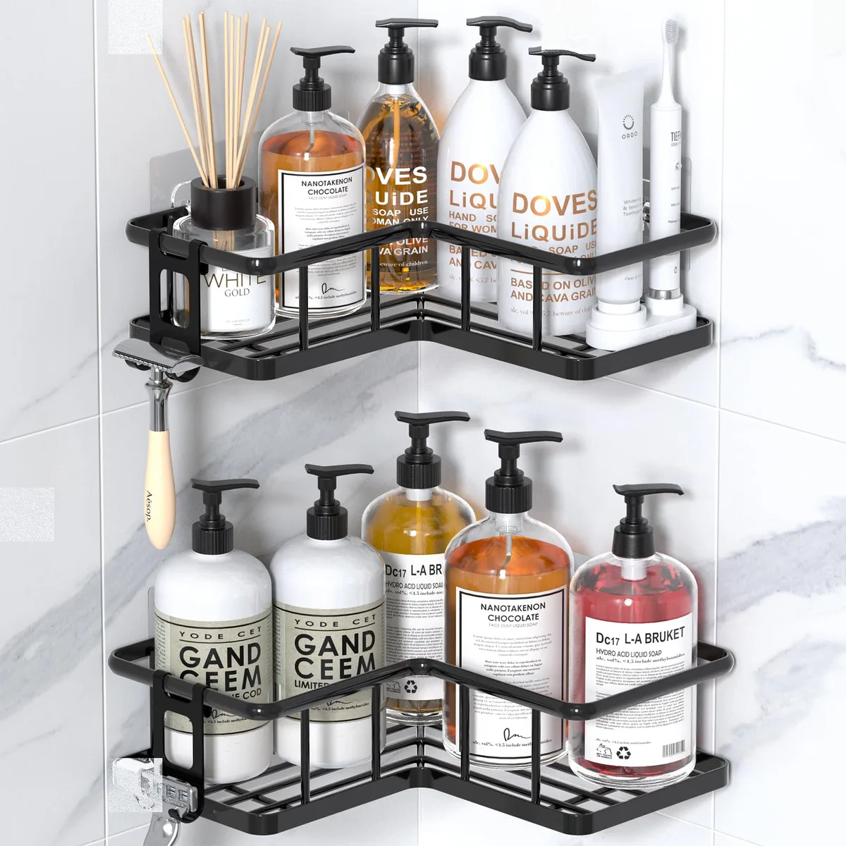 Corner Shower Caddy 2 Pack Black — product photo
