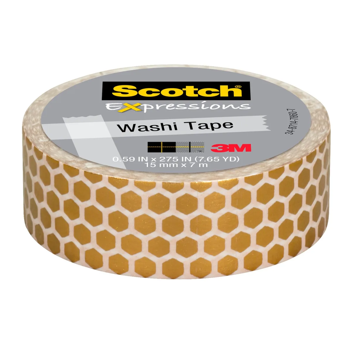 Scotch Scotch Expressions Foil Washi Tape Gold Honeycomb .59 in x 393 in general craft — product photo