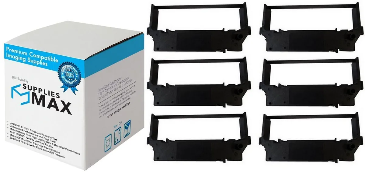 SuppliesMax SuppliesMax Star Micronics RC-700B Black Printer Ribbon 6 Pack — product photo