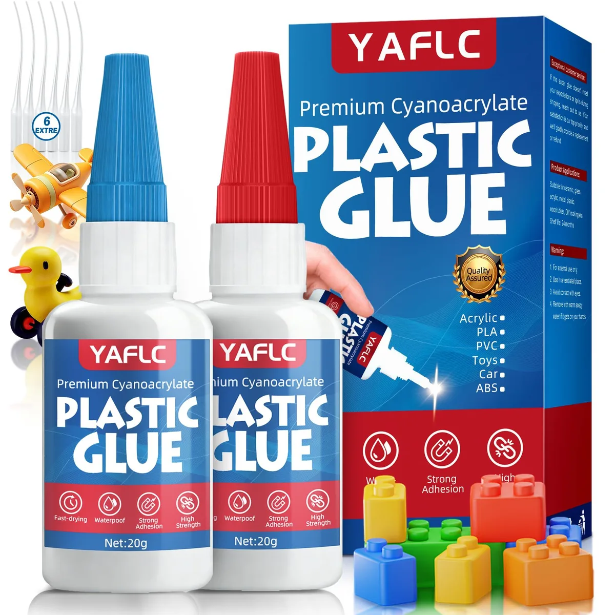 Two small white bottles with precision nozzles on a light surface