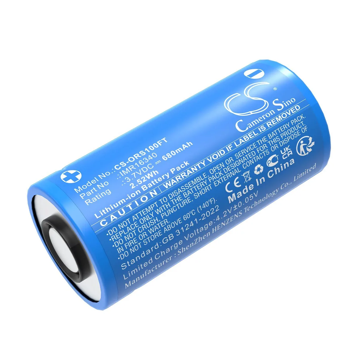  Cameron Sino IMR16340 680mAh 3.7V battery for Olight Baton 3 Perun Mini S1R Baton II — product photo