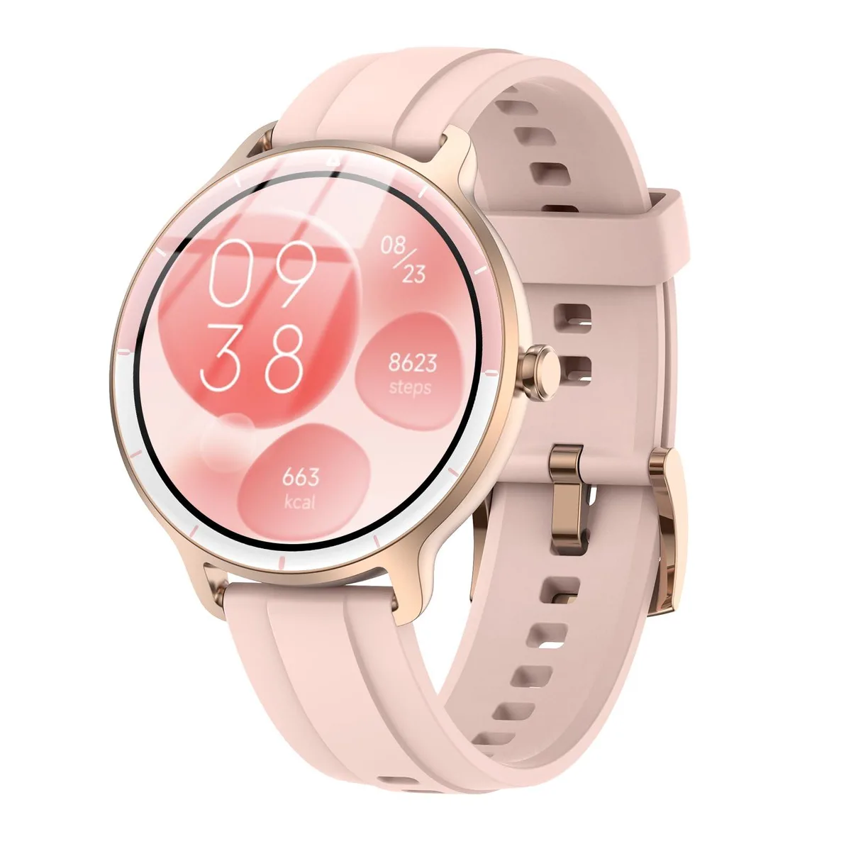  KIBFLE DR03 Pretty Pink Smart Watch 1.27" AMOLED Bluetooth 5.3 — product photo