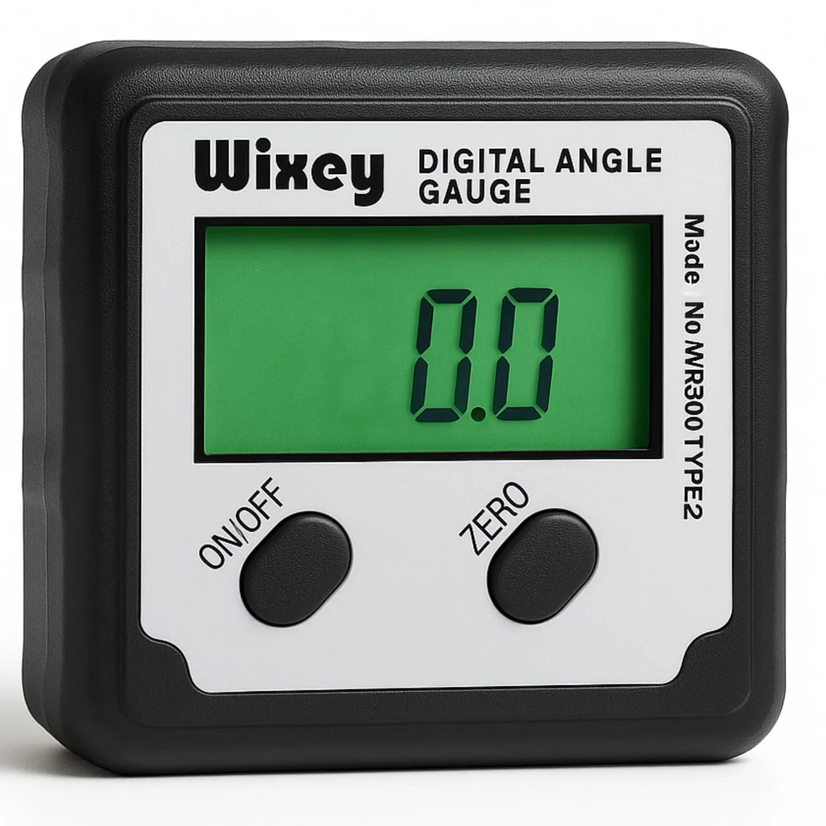 Compact digital angle gauge with magnetic base and backlit LCD display
