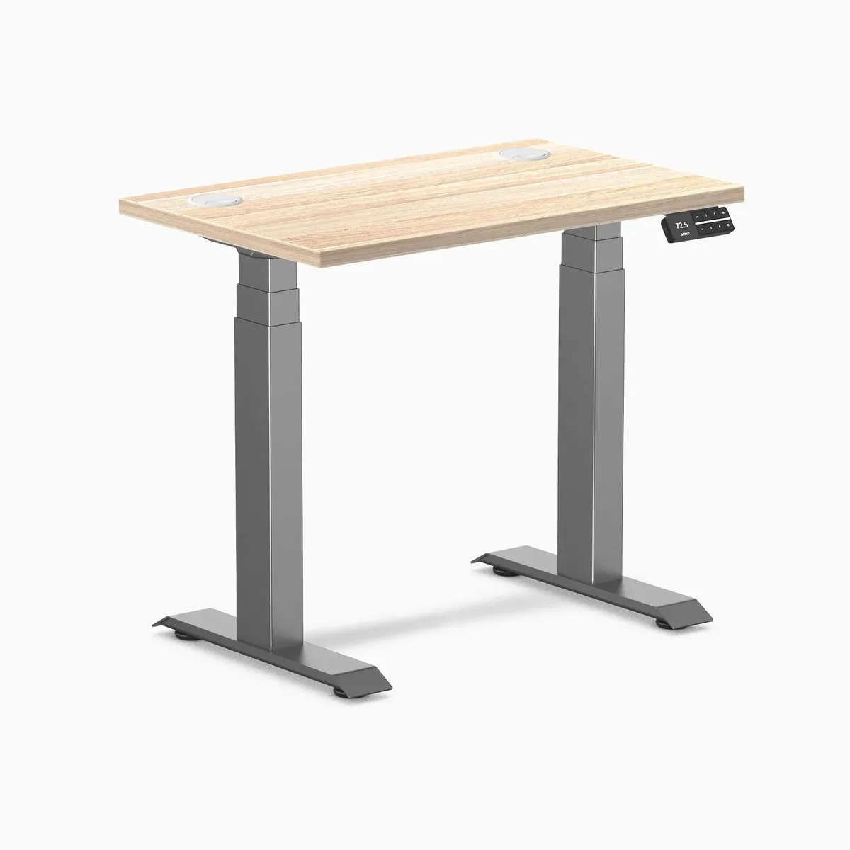 Desky Desky Dual Mini Sit Stand Desk Classic Oak 32 x 20 in with Grommets Space Gray — product photo