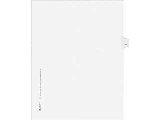 Avery Avery 11919 Legal Side Tab Dividers, Title 9, White, 25 Pack — product photo