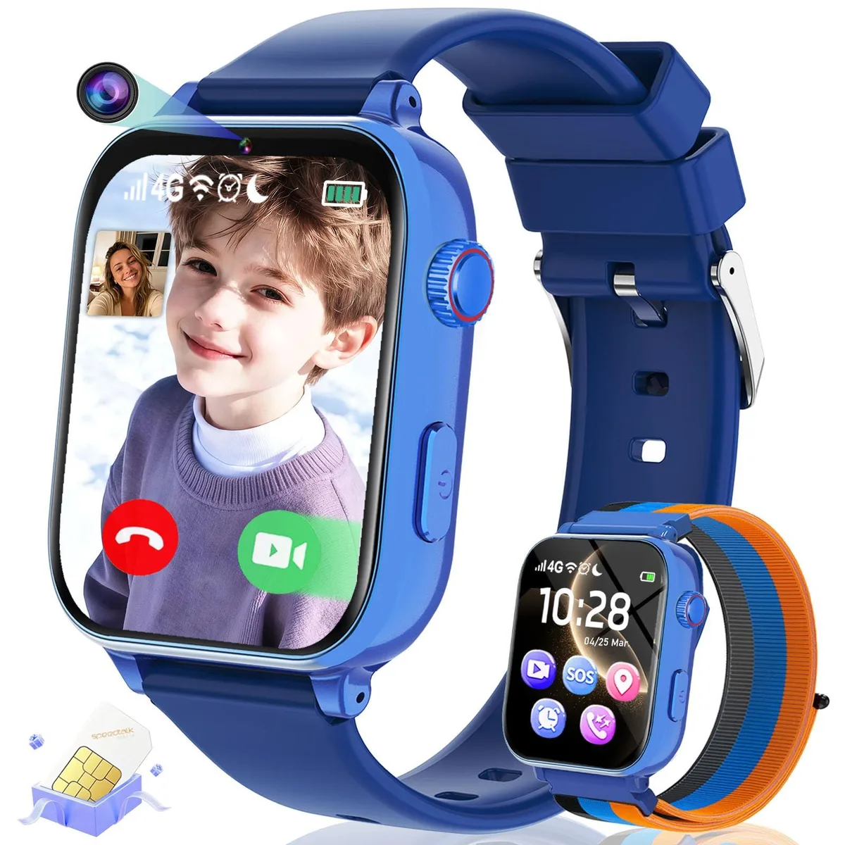  Munnrei Kids 4G Smart Watch Bright Blue 1.77 in — product photo