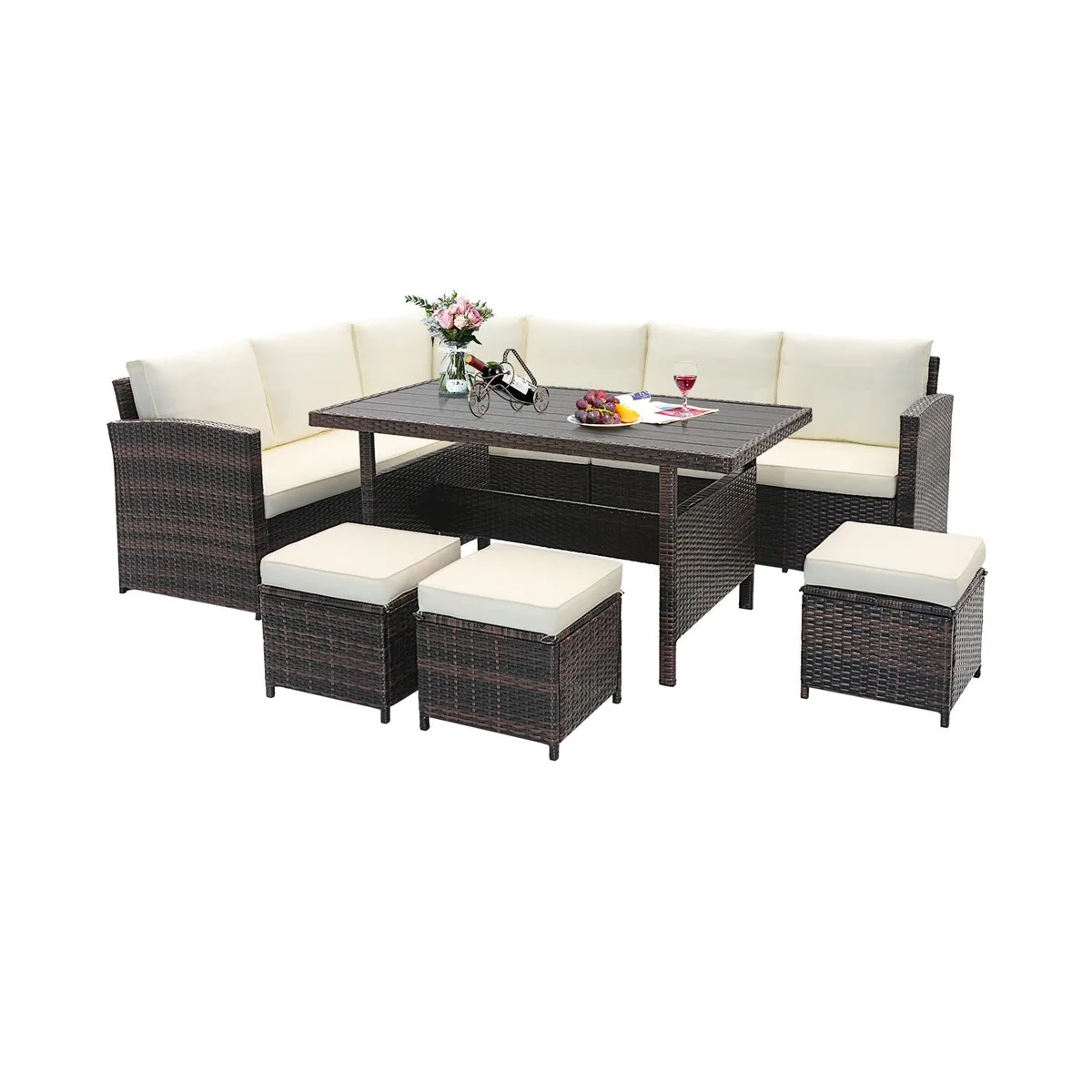 SlickBlue SlickBlue 7-piece wicker patio furniture set white — product photo