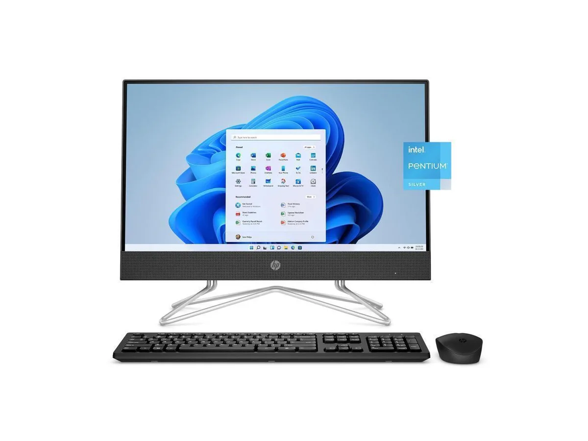 HP HP 22-dd0133w All-in-One Desktop PC 21.5" FHD Intel Pentium Silver J5040 4GB DDR4 128GB SSD Windows 11 Home — product photo