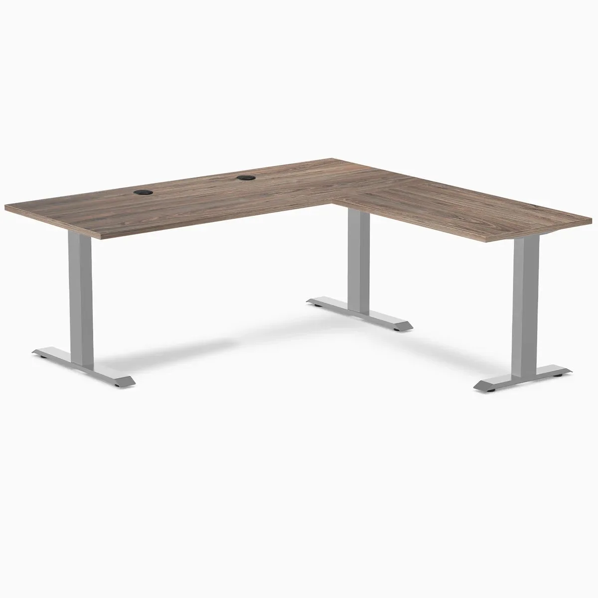 Desky Desky Zero Laminate L-Shape Desk Natural Walnut Grey 70.9x29.5x68.9x23.6in — product photo