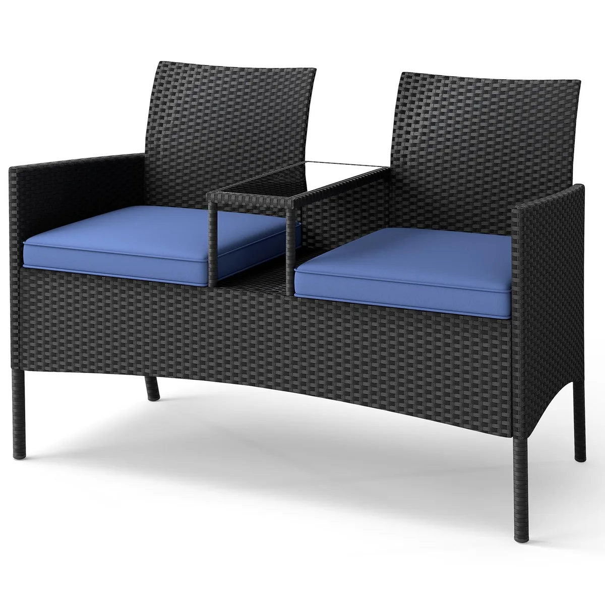SlickBlue SlickBlue Patio Loveseat with Center Table Navy 24.5" x 49" x 33 — product photo