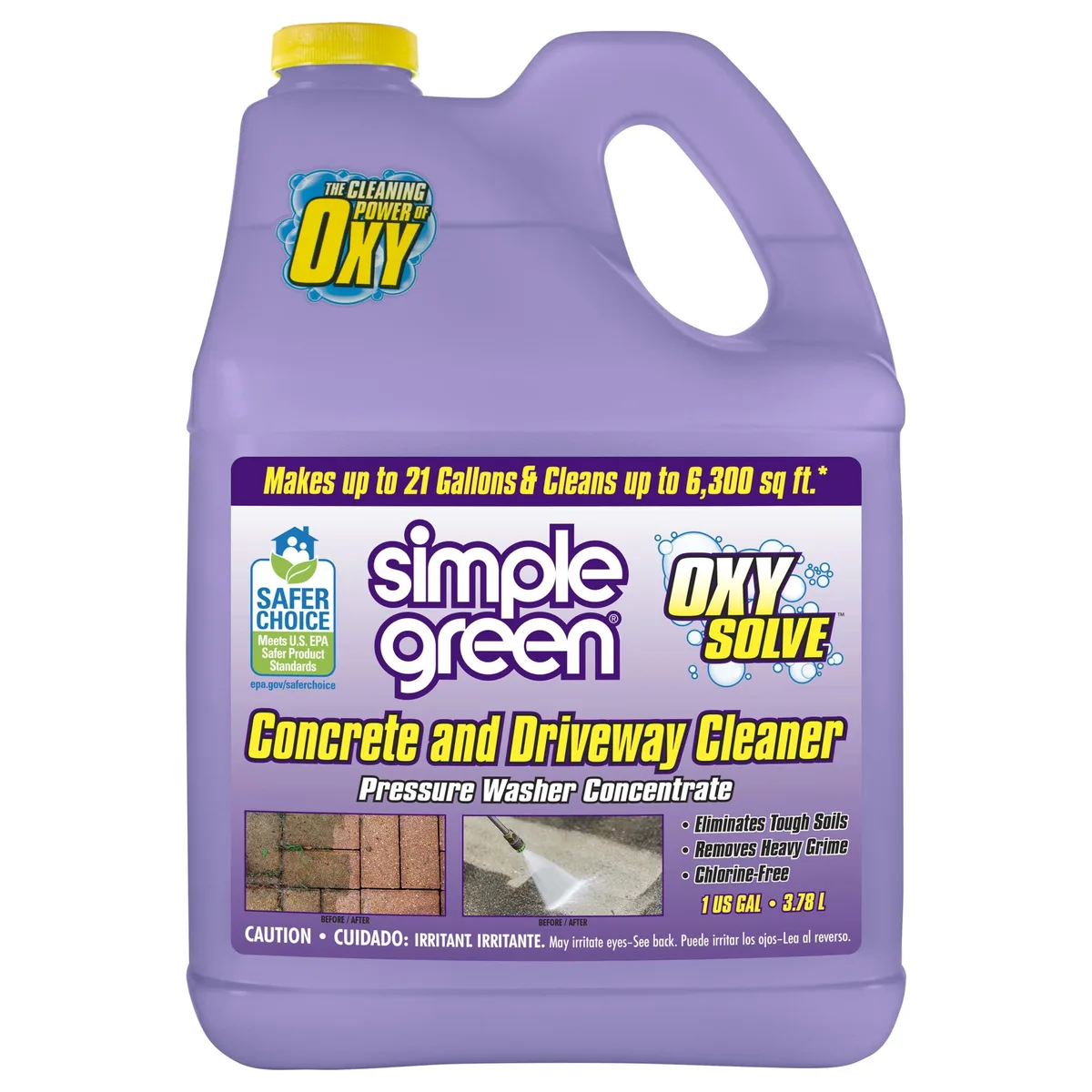 White rectangular 128 fl oz bottle with purple liquid and label