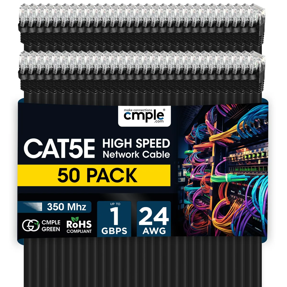 CMPLE CMPLE Cat5e Ethernet Cable 1.5 ft 50 Pack Black — product photo