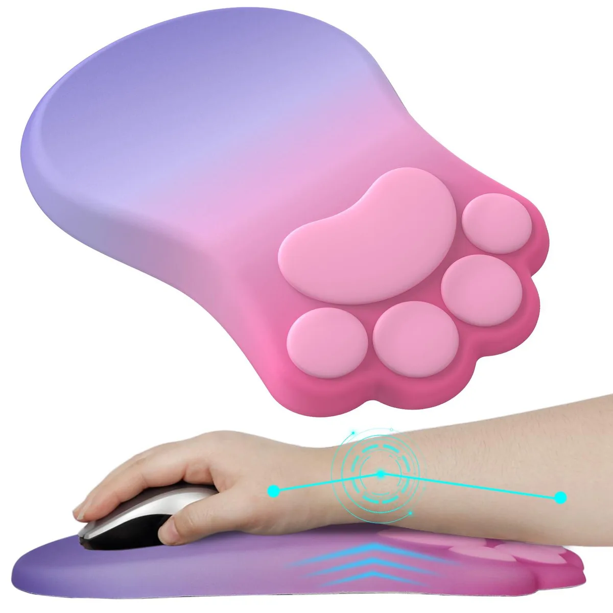  L-SPOUTTO Ergonomic Mouse Pad with Wrist Rest Pink Purple 30.5x20cm — product photo