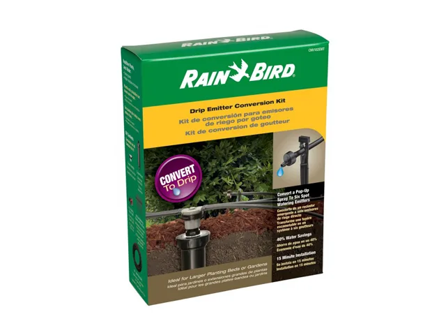 Rain Bird CNV182EMT drip irrigation conversion kit with 1800 series spray head, manifold, tubing, stakes and emitters
