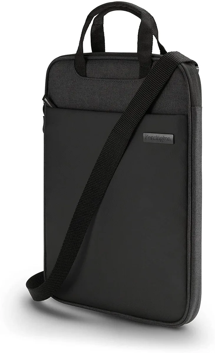 Black Kensington sleeve for 12 inch laptop made from recycled bottles