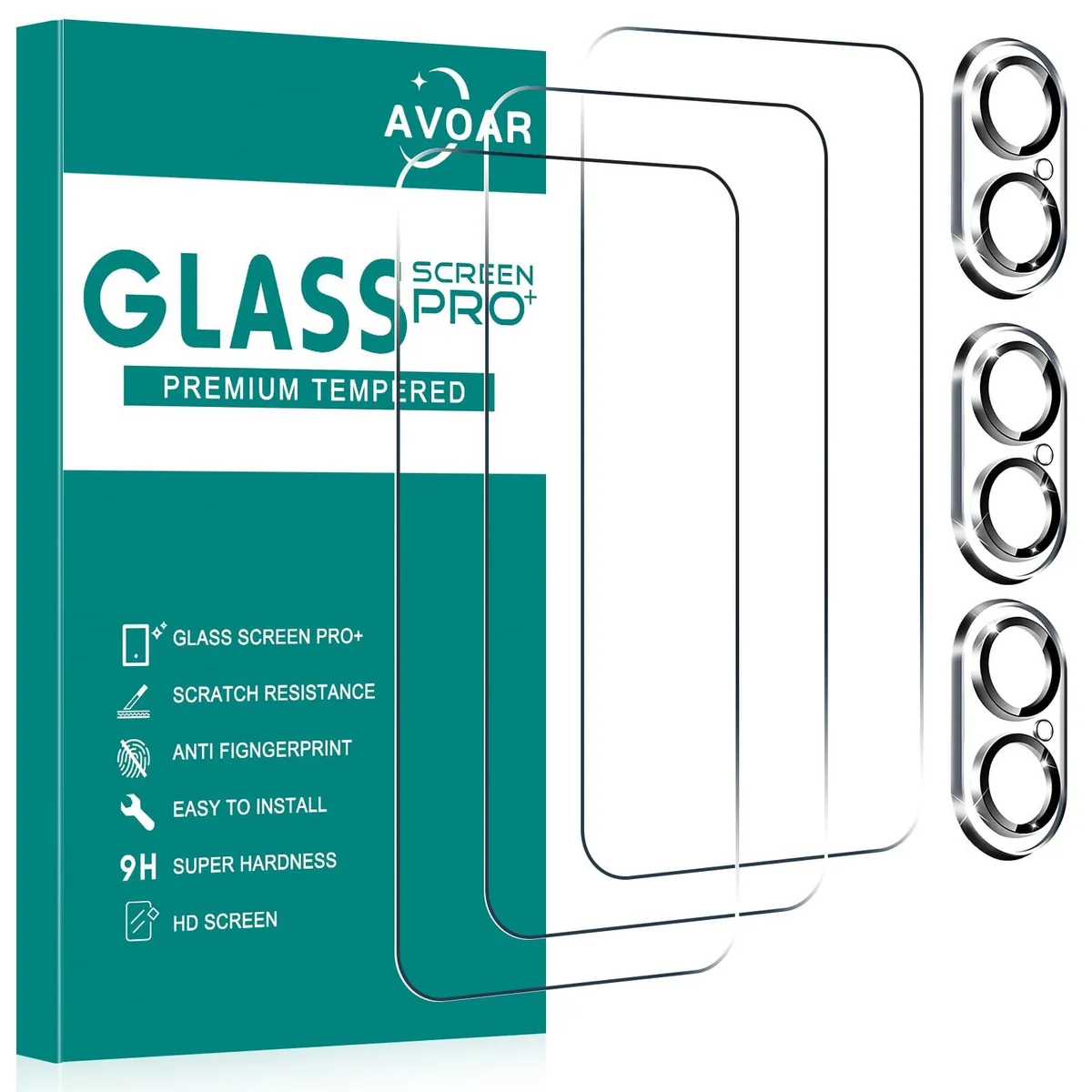  AVOAR 3+3 Pack Glass Screen Protector iPhone 16 6.1" 6.0 Count — product photo