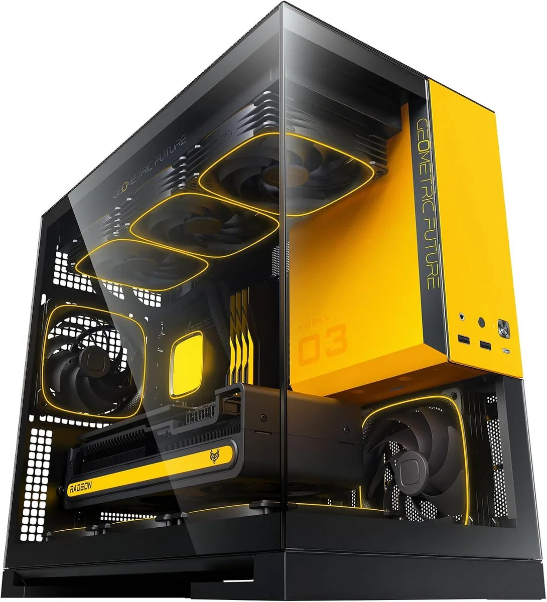 Geometric Future Geometric Future Model 3 Micro-ATX Tower PC Case Black/Yellow GEO-M3F-BY — product photo