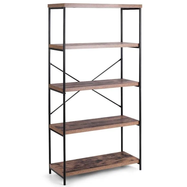 SlickBlue SlickBlue 5-Tier Industrial Bookshelf Brown 31x14x63in — product photo
