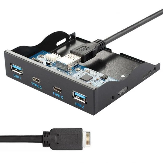 Shenzhen Shenzhong TECH. CO. LTD. Shenzhen Shenzhong TECH. CO. LTD. USB 3.1 Front Panel to USB-C &amp; USB 3.0 Hub 4 Ports 3.5" Bay Cable — product photo