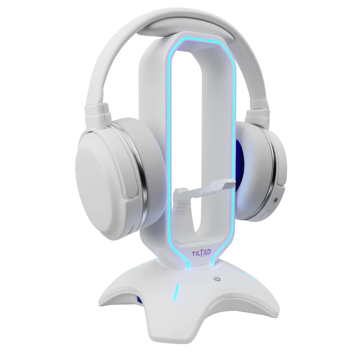  Tilted Nation TNSHADOWW RGB Headset Stand White with Mouse Bungee and USB 2.0 Hub — product photo